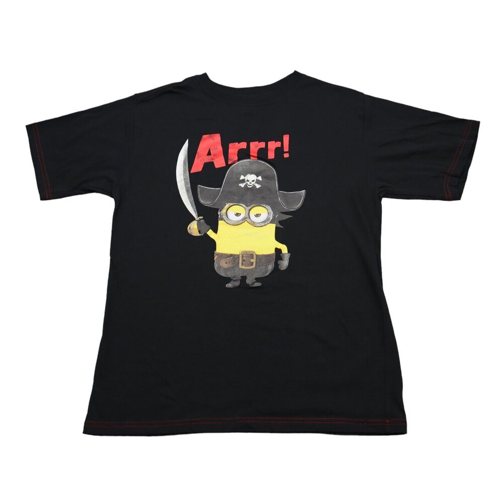 Minions Shirt Boys 2XL Black Short Sleeve Crew Neck Graphic Print Casual Tee